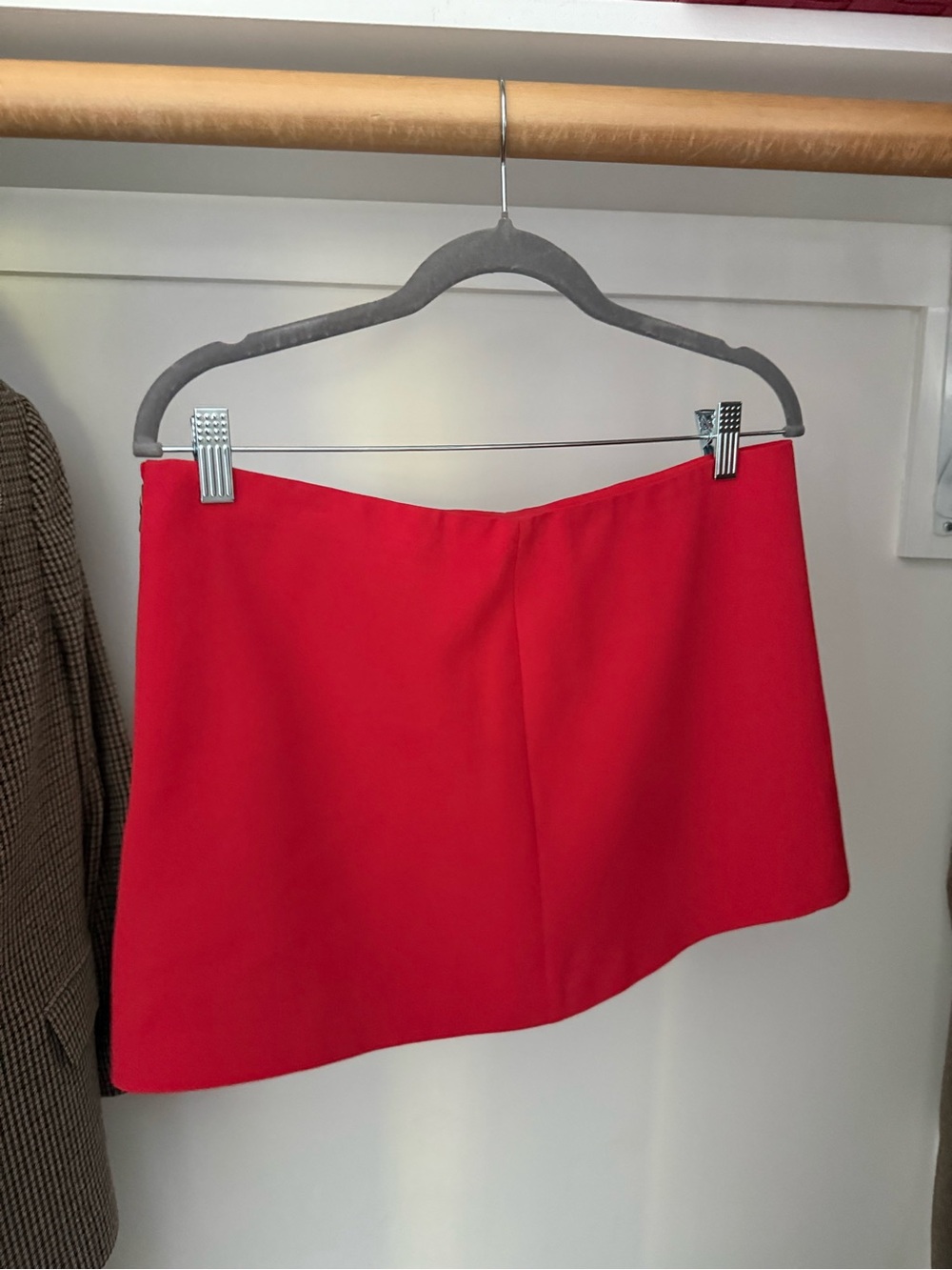 Alice + Olivia Bright Red Asymmetrical Mini Skirt